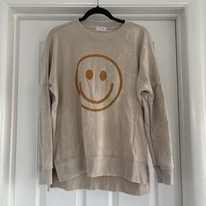 Beige Smiley Face Sweater
